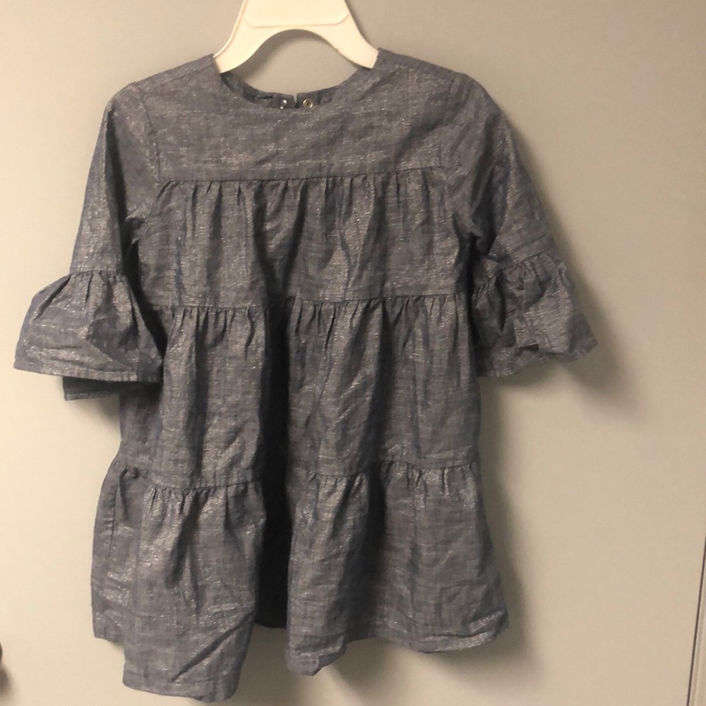 Gymboree tiered ruffle shimmer chambray dress 6